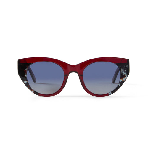 Jackie Sun Clear Burgundy & Blue Marble