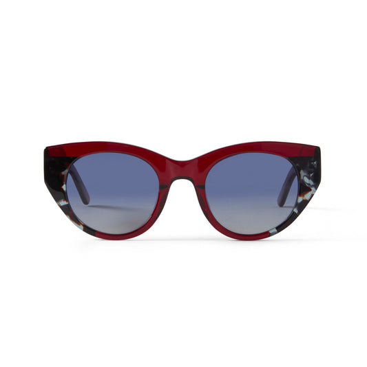 Jackie Sun Clear Burgundy & Blue Marble