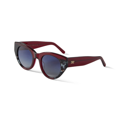 Jackie Sun Clear Burgundy & Blue Marble